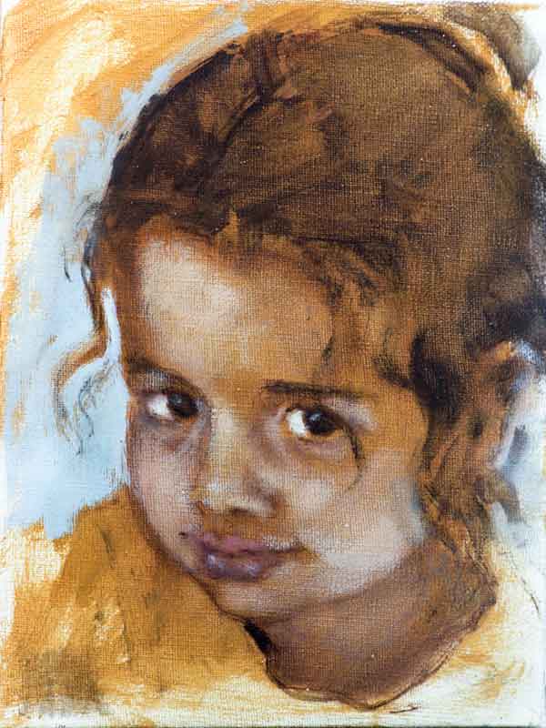 Kinderporträt, Öl auf Leinwand ca. 1981, von Arno Wothe genannt Arno di Monaco