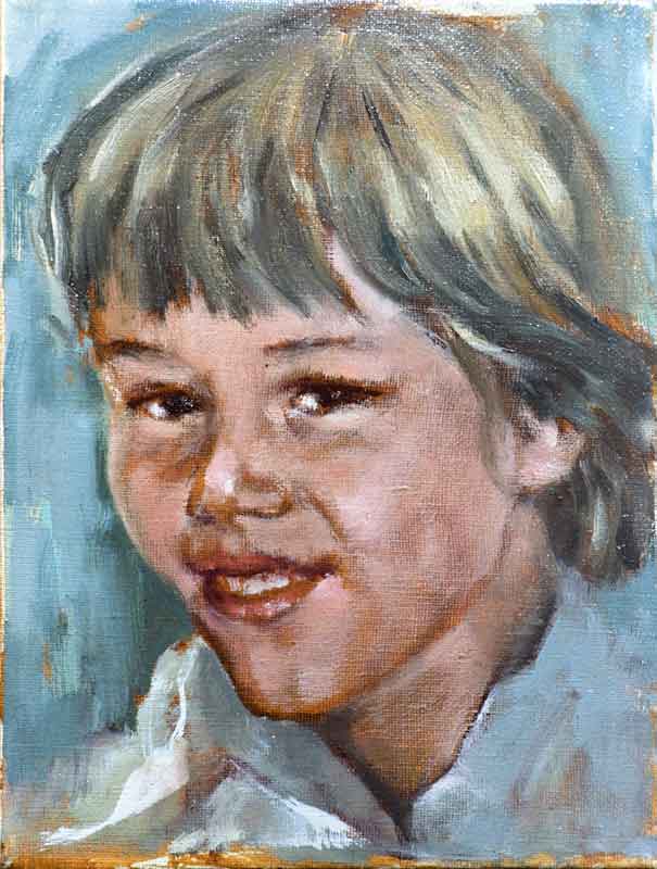 Kinderporträt, Öl auf Leinwand ca. 1981, von Arno Wothe genannt Arno di Monaco